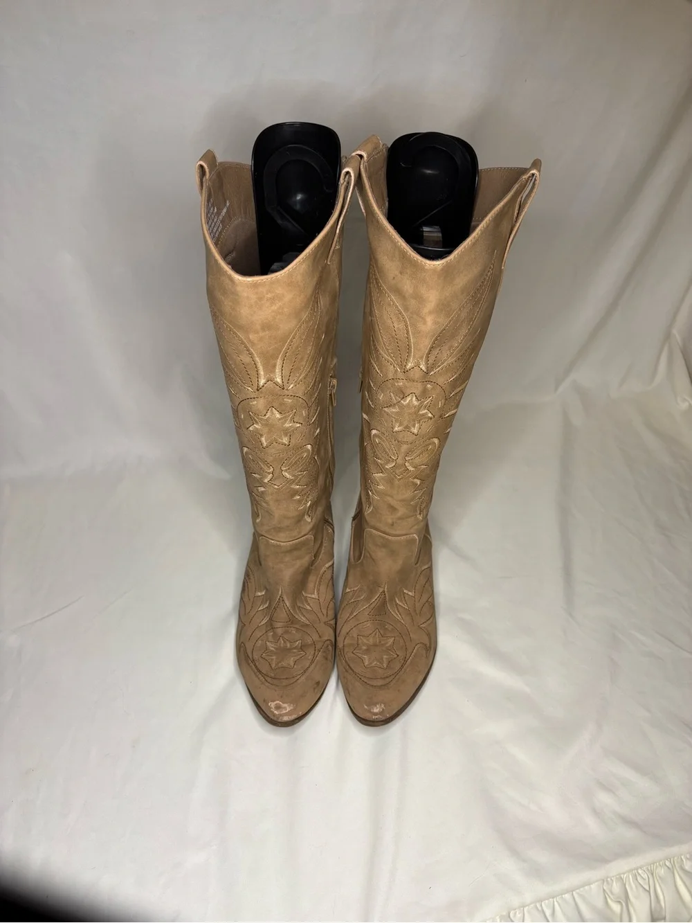 Almira Tan Embroidered Over-the-Knee Western Boots